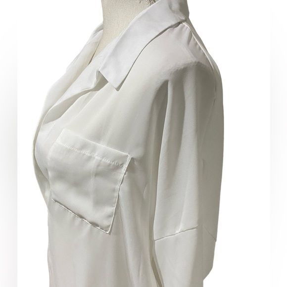 Missguided White Oversized Plunge Front Top Blouse Size 4 - Picture 7 of 11